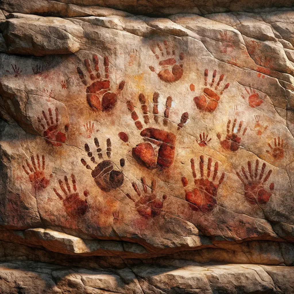 Höhlenmalerei mit Handabdrücken als Symbol der menschlichen Vorstellungskraft